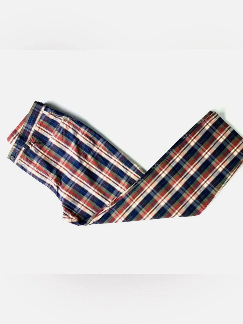 Lauren Ralph Lauren Womens Size 12 Blue Red Plaid Cropped Pants Capris - Picture 7 of 7